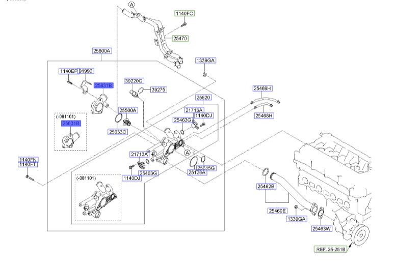 درپوش ترموستات سراتو  (فیتینگ ورودی آب / خروجی ترموستات)| Hyundai/KIA Genuine Parts | سراتو سایپایی و وارداتی – سراتو کوپه– اپتیما– کارنز– سوناتا – سوناتا – توسان        256302G000 