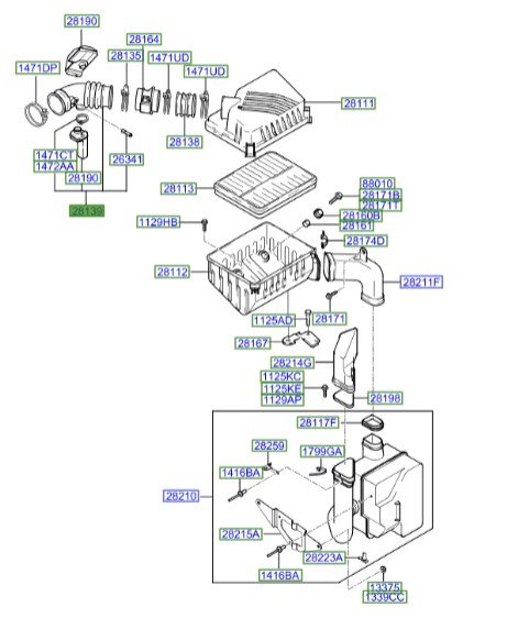 خرطومی هواکش کوپه  Hyundai/KIA Genuine Parts – MOBIS  281392C100 