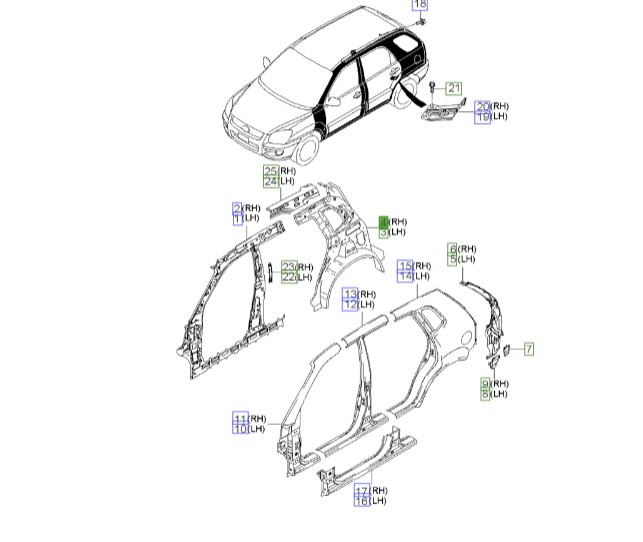 کلاف گلگیر عقب راست اسپورتیج 2009 | Hyundai/KIA Genuine Parts | اسپورتیج KM مدل 2008 تا 2010