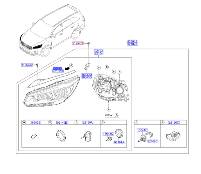 براکت کامل نگهدارنده چراغ جلو سمت چپ کیا سورنتو 92131c5000 Hyundai/KIA Genuine Parts – MOBIS