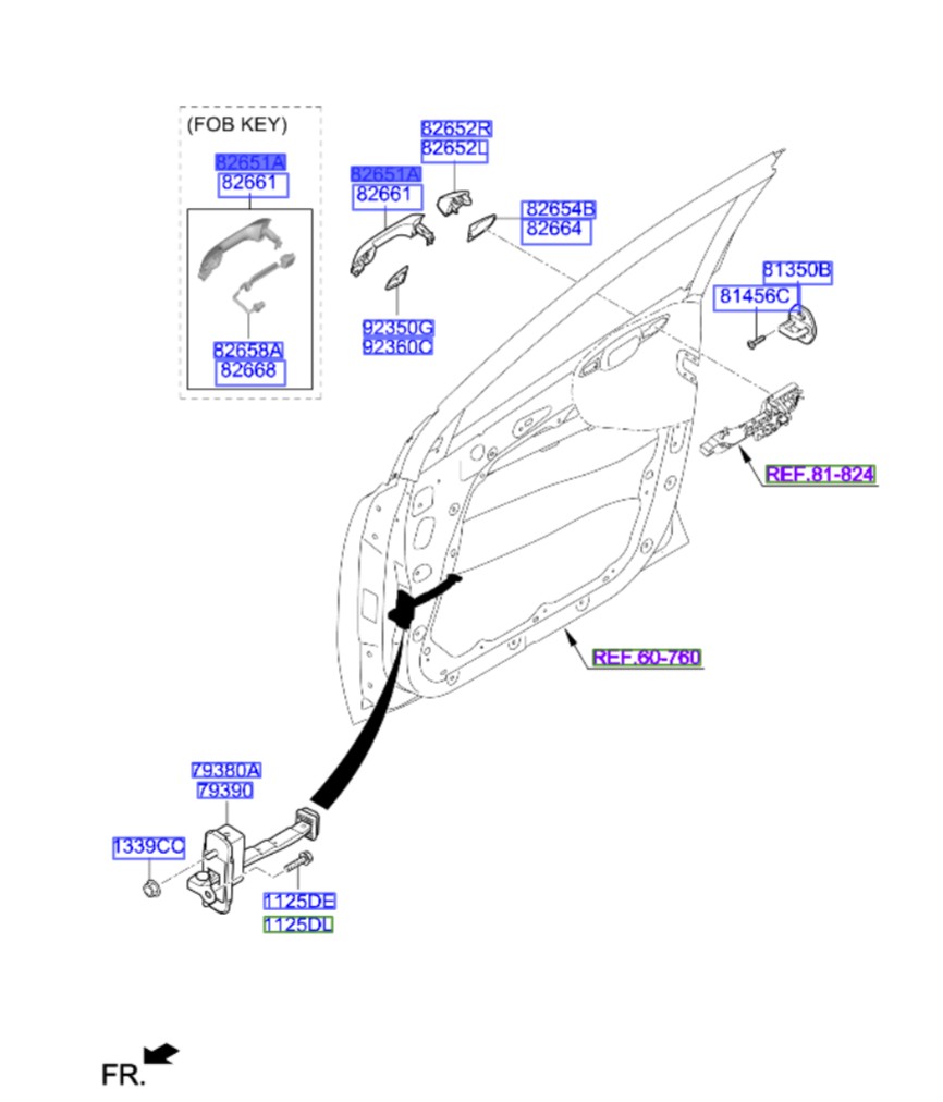 دستگیره بیرونی درب جلو سمت راننده کیا اسپورتیج – Kia Sportage (2016-2019) – کد فنی 82651D9730
