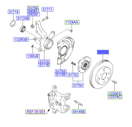 دیسک چرخ جلو آوانته  Hyundai/KIA Genuine Parts – MOBIS  517122D300 