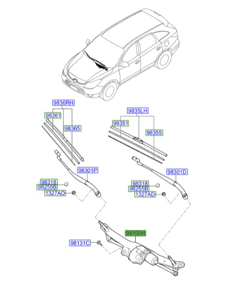 موتور برف پاک کن  Hyundai/KIA Genuine Parts – MOBIS ix55 981003J000