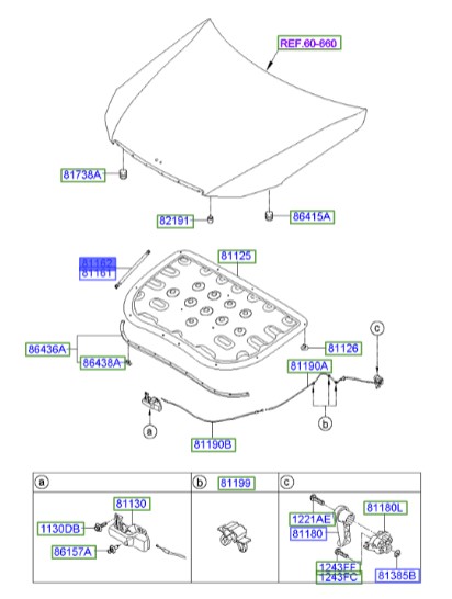 جک درب موتور راست سنتنیال  Hyundai/KIA Genuine Parts – MOBIS   811713N000