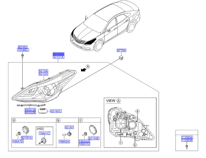 چراغ جلو راست گرنجور هیوندای آزرا   Hyundai/KIA Genuine Parts – MOBIS    921023V080