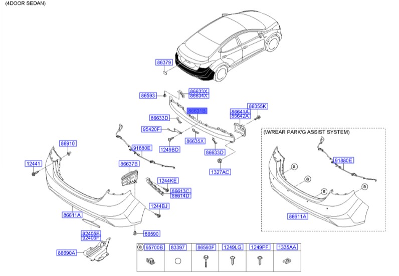 دیاق سپر عقب النترا  Hyundai/KIA Genuine Parts – MOBIS   866313X100 
