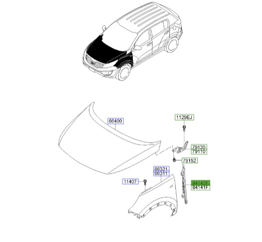عایق پشت گلگیر راست اسپورتیج | Hyundai/KIA Genuine Parts | اسپورتیج SL مدل 2010 تا 2016