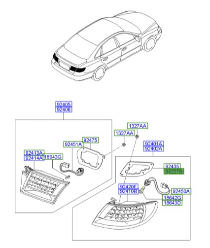 خطر راست روی گلگیر کامل آزرا  Hyundai/KIA Genuine Parts – MOBIS   924543L000