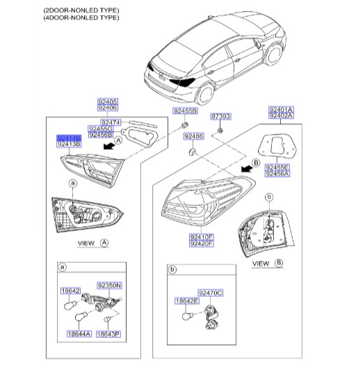پوسته چراغ عقب راست سراتو 2014 | Hyundai/KIA Genuine Parts | سراتو YD مدل 2014 تا 2018  92440A7010