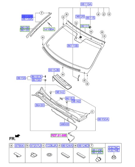زه شیشه جلو راست جنسیس  Hyundai/KIA Genuine Parts – MOBIS   861323M000AT