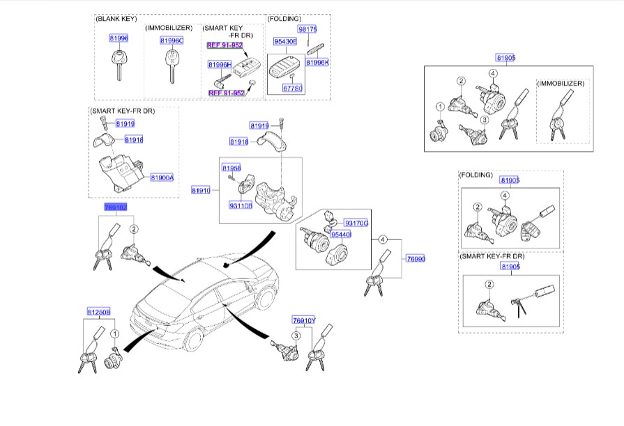سیلندر قفل و سوئیچ درب جلو سراتو yd 81970a7b00