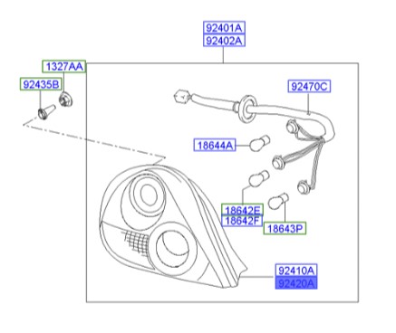 چراغ خطر عقب راست هیوندای کوپه  Hyundai/KIA Genuine Parts – MOBIS   924202C700