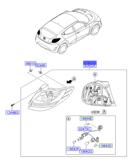 خطر گلگیر چپ ولستر  Hyundai/KIA Genuine Parts – MOBIS   924012V000