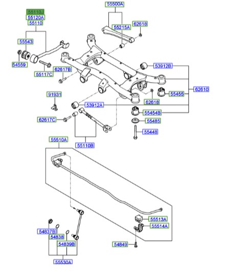 طبق عقب میل با بوش راست توسان  Hyundai/KIA Genuine Parts – MOBIS  551102E001 