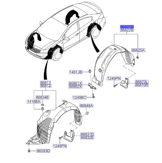 شل گیر چرخ عقب چپ سراتو 2015 | Hyundai/KIA Genuine Parts | سراتو YD مدل 2014 تا 2018  86821A7800