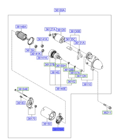 درب جا ذغالی استارت سوناتا  Hyundai/KIA Genuine Parts – MOBIS   361592E500 