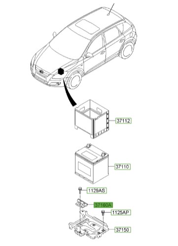 پایه قاب پلاستیکی زیر باطری | Hyundai/KIA Genuine Parts – MOBIS | سراتو TD مدل 2010 تا 2014 3716022000 