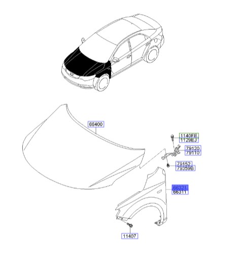 گلگیر جلو راست سراتو TD | 663211M240 | Hyundai/KIA Genuine Parts – MOBIS