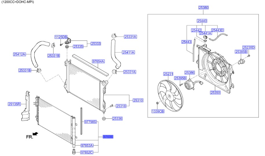 رادیاتور کولر Hyundai/KIA Genuine Parts – MOBIS    I20 976061S000 