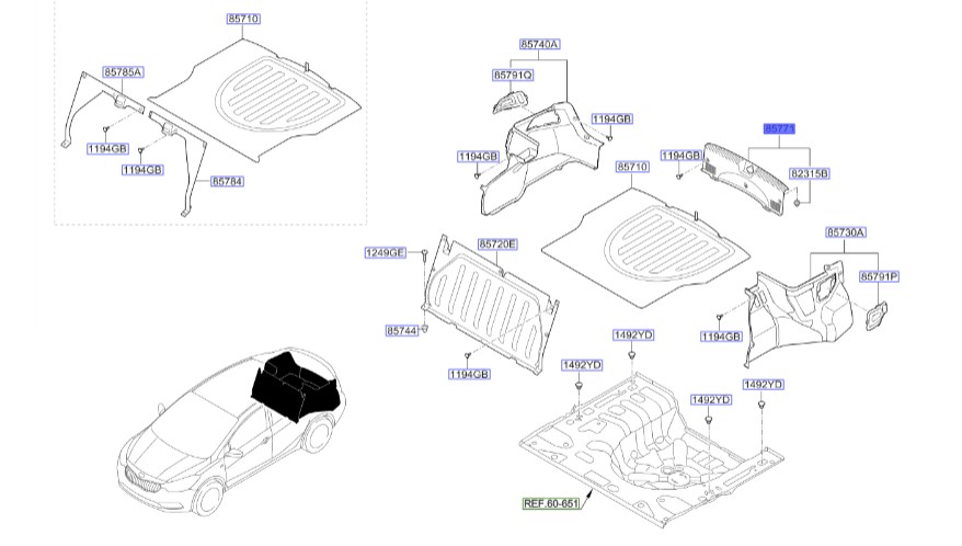 فلاپ پشت درب صندوق عقب (قاب پشت)| Hyundai/KIA Genuine Parts – MOBIS | 85770A7000WK