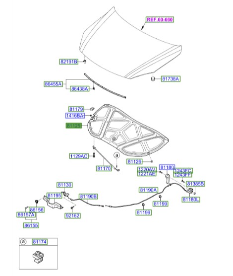 نمد کاپوت هیوندای Hyundai/KIA Genuine Parts – MOBIS I30  811252L000