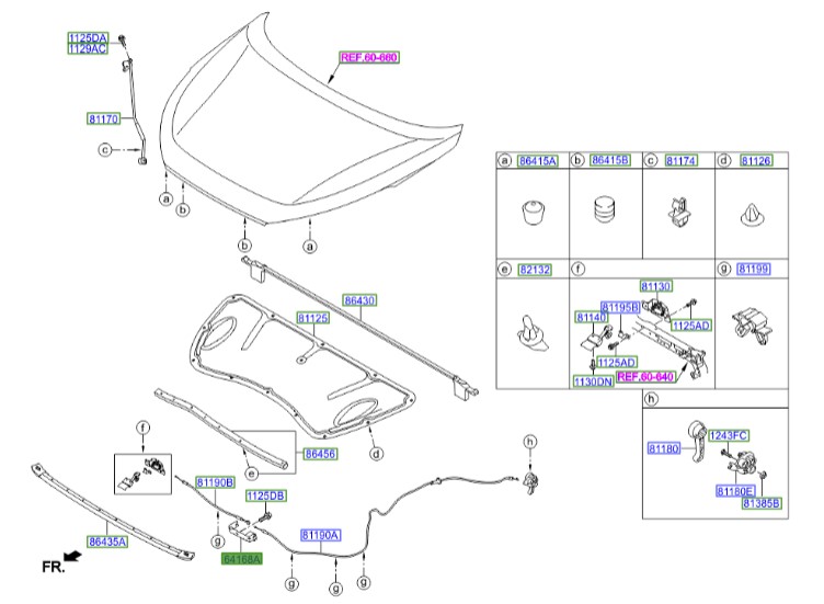 بست سیم کاپوت توسان  Hyundai/KIA Genuine Parts – MOBIS   64158D3000