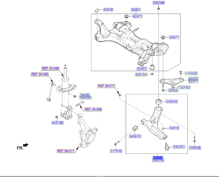 طبق پایینی جلو چپ سراتو 2014 | Hyundai/KIA Genuine Parts | سراتو YD مدل 2014 تا 2018 54500A7100