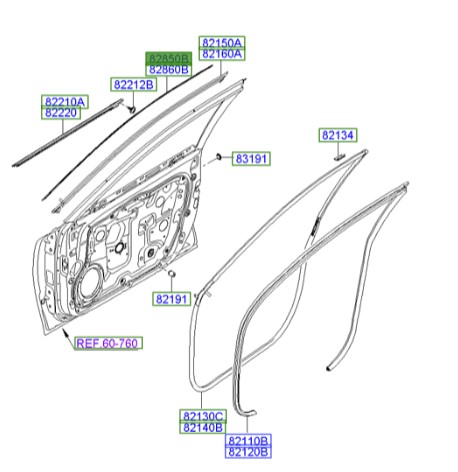 زه درب جلو چپ آزرا  Hyundai/KIA Genuine Parts – MOBIS  828503L000 