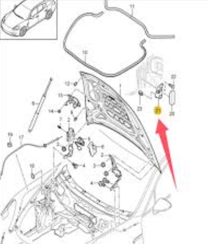 پایه دستگیره درب موتور پورشه پانامرا  (اورجینال) 