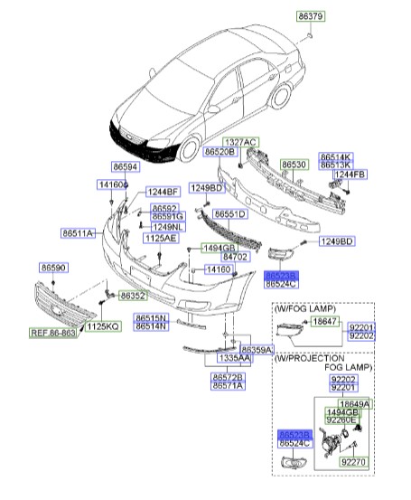 قاب مه شکن سپر جلو چپ سراتو 2007 | Hyundai/KIA Genuine Parts | سراتو  مدل 2007 تا 2009  865632F500