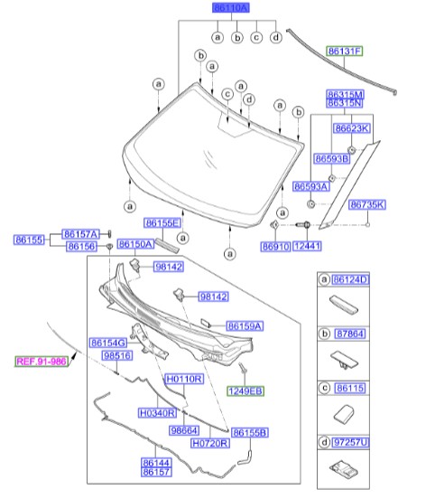 شیشه جلو ولستر  Hyundai/KIA Genuine Parts – MOBIS    861102V030