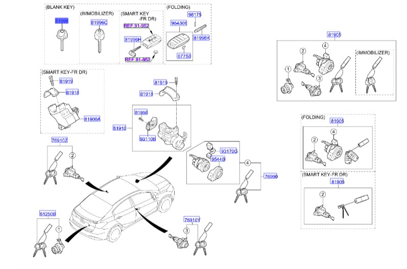 سوییچ خام سراتو 2010 | کلید خام سراتو | Hyundai/KIA Genuine Parts – MOBIS| سراتو کوپه 819961M000
