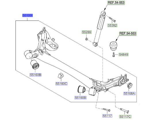 اکسل عقب کیا سراتو 2017 | Hyundai/KIA Genuine Parts | سراتو YD مدل 2014 تا 2018 55100A7102