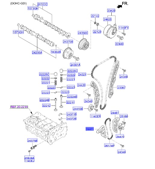 بالشتک زنجیر اویل پمپ اپتیما | Hyundai/KIA Genuine Parts | اپتیما TF – سورنتو XM  – سورنتو UM  – اسپورتیج SL  – سانتافه DM  – سوناتا YF  – توسان ix35 LM 