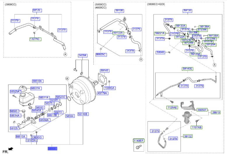 بوستر با پمپ ترمز جنسیس Hyundai/KIA Genuine Parts – MOBIS    585003M000