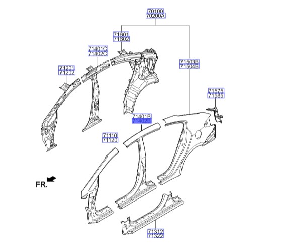 ستون وسط خارجی راست سراتو 2016 | Hyundai/KIA Genuine Parts | سراتو YD مدل 2014 تا 2018    71402A7B00