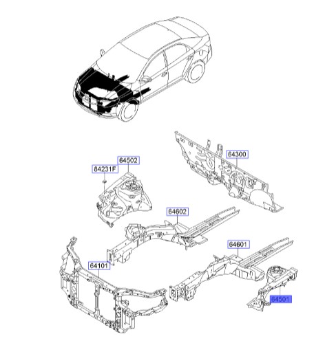 دوبل داخلی گلگیر جلو چپ سراتو | Hyundai/KIA Genuine Parts | سراتو TD مدل 2010 سایپایی و وارداتی  645011M010 