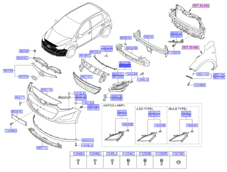 قاب دور پرژکتور راست Hyundai/KIA Genuine Parts – MOBIS   I20  865241J500