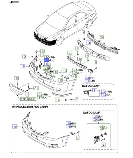 نگهدارنده سپر جلو چپ سراتو 2008 | براکت سپر جلو چپ | پایه نگهدارنده سپر جلو | Hyundai/KIA Genuine Parts – MOBIS | سراتو 865912F001