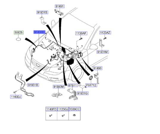 دسته سیم موتور سراتو 2007 | Hyundai/KIA Genuine Parts | سراتو LD مدل 2007 تا 2009   914722F091