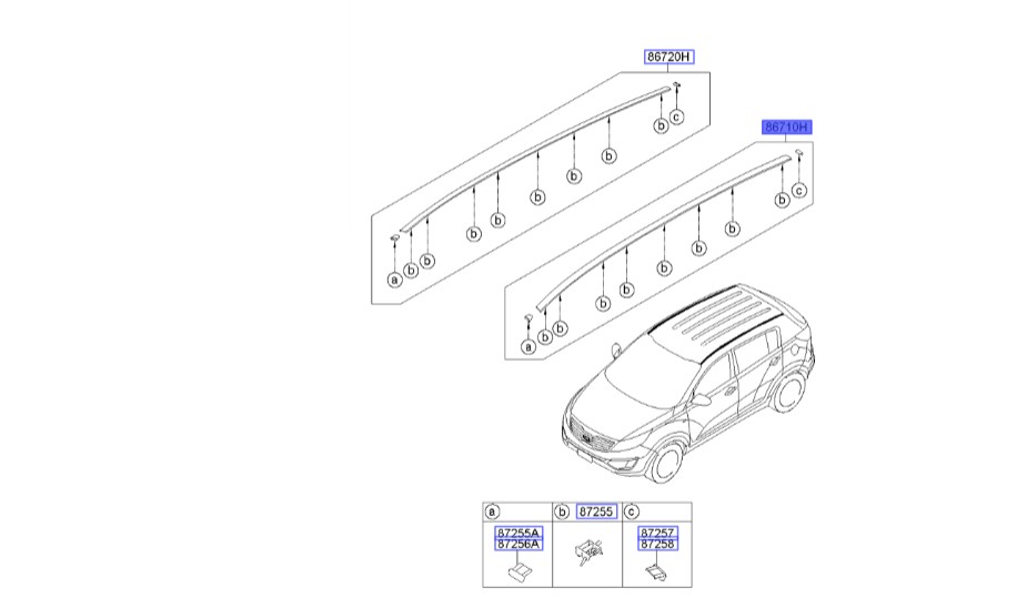 زه روی سقف سمت چپ | Hyundai/KIA Genuine Parts – MOBIS | اسپورتیج SL مدل 2010 تا 2016