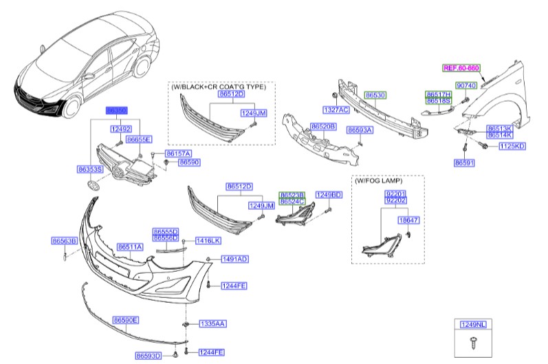 جلو پنجره النترا  Hyundai/KIA Genuine Parts – MOBIS   863503X700 