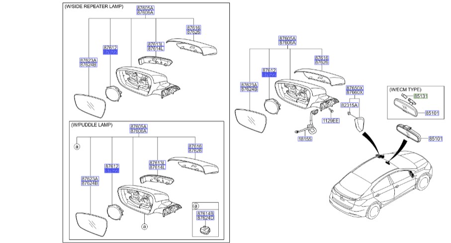موتور آینه راست سراتو 2014 | موتور تنظیم آینه جانبی راست | Hyundai/KIA Genuine Parts – MOBIS | سراتو YD | 87622A7300