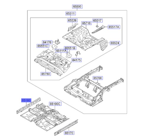 آهن پشت رکاب راست سراتو | Hyundai/KIA Genuine Parts – MOBIS | سراتو TD مدل 2010 تا 2014 651801M000