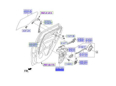 ریل شیشه بالابر عقب راست  Hyundai/KIA Genuine Parts – MOBIS  IX35  834022S000