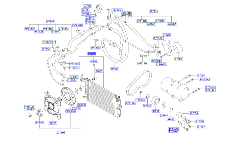 رادیاتور کولر آوانته  Hyundai/KIA Genuine Parts – MOBIS   976062D000 