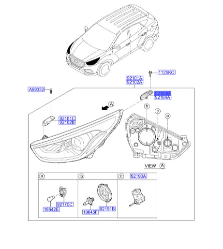 براکت چراغ جلو سمت چپ هیوندای توسان   921322s500  Hyundai/KIA Genuine Parts – MOBIS IX35 