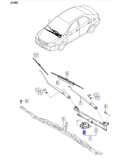 موتور برف پاک کن سراتو 2008 | موتور برف پاک‌کن جلو | Hyundai/KIA Genuine Parts – MOBIS | سراتو LD | 981102F000