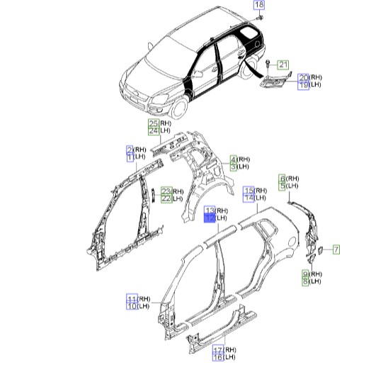 ستون وسط خارجی چپ | Hyundai/KIA Genuine Parts – Mobis | اسپورتیج KM مدل 2008 تا 2010