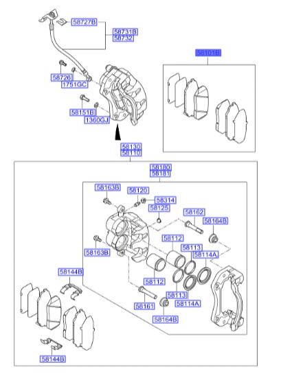 لنت ترمز جلو Hyundai/KIA Genuine Parts – MOBIS   IX55  581013JA00 